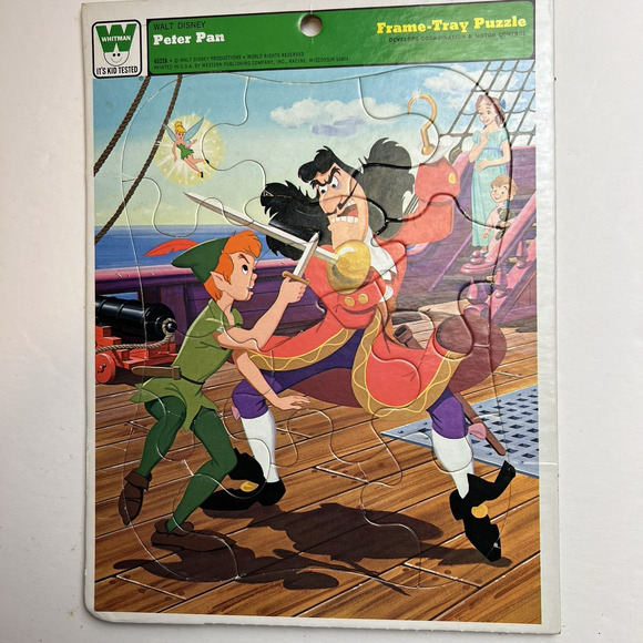Vintage Whitman Walt Disney Peter Pan Frame Tray Puzzle Storybook Learning Tool - Picture 2 of 9